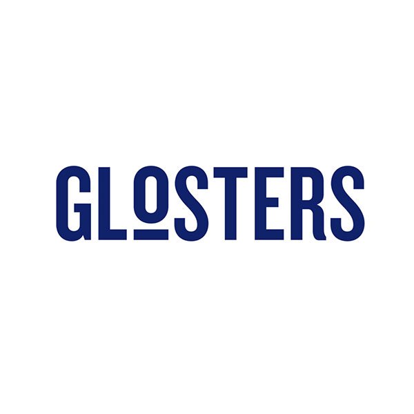 The word 'GLOSTERS' written in bold, dark blue capital letters on a white background.