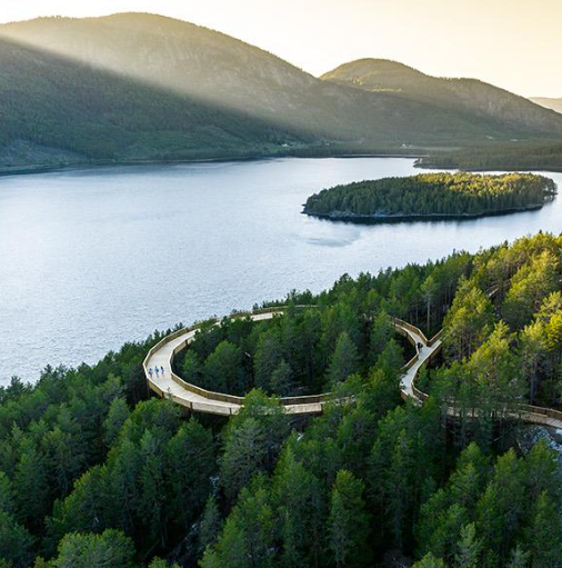 Flyfoto av Tretoppveien i Fyresdal