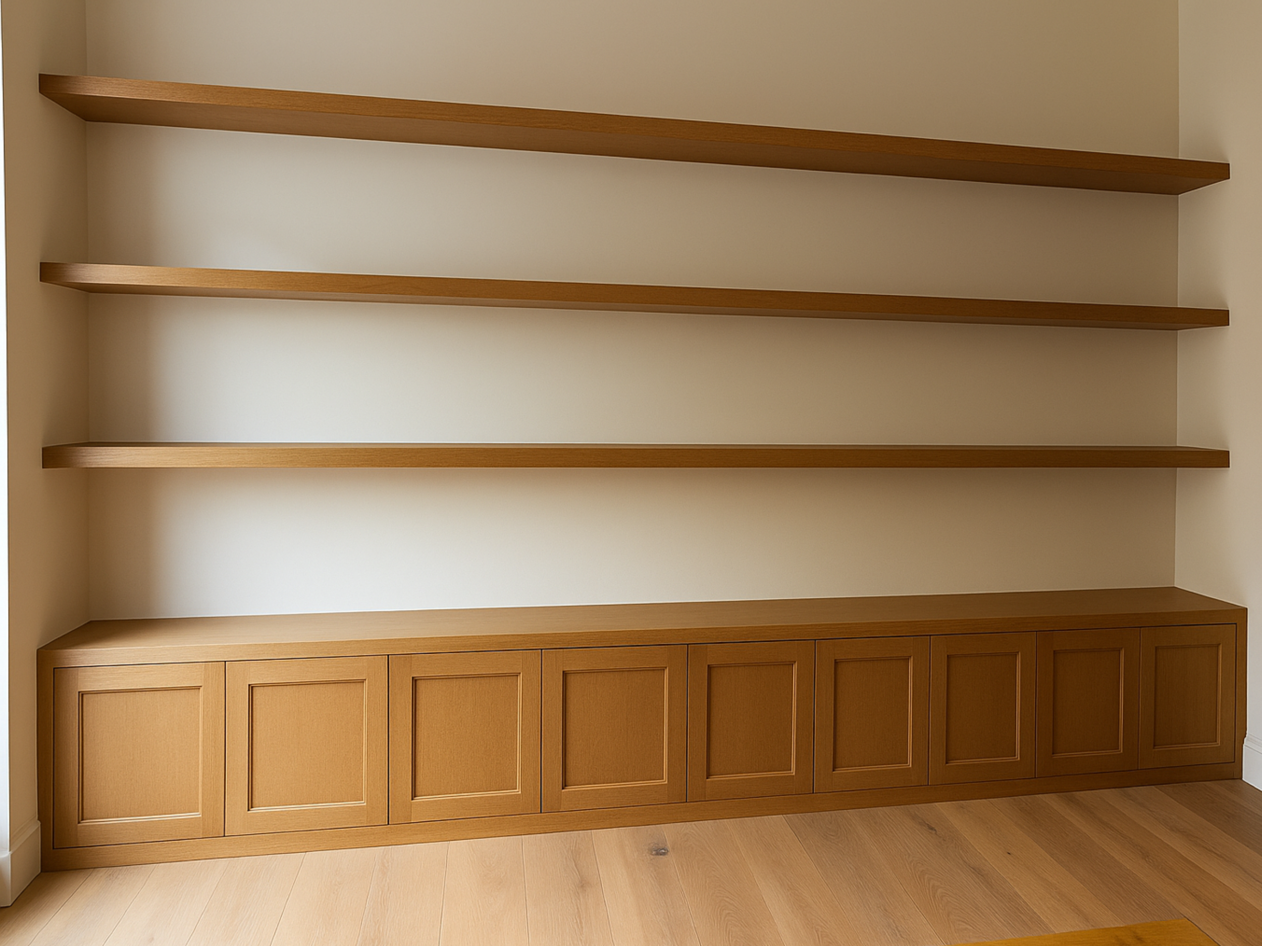MDF alcove cupboard with shelves