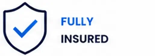 Shield icon with a check mark and the words "Fully Insured"