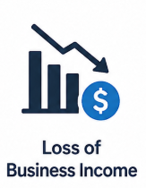 Graph showing declining business income with a downward trend line and a dollar sign.
