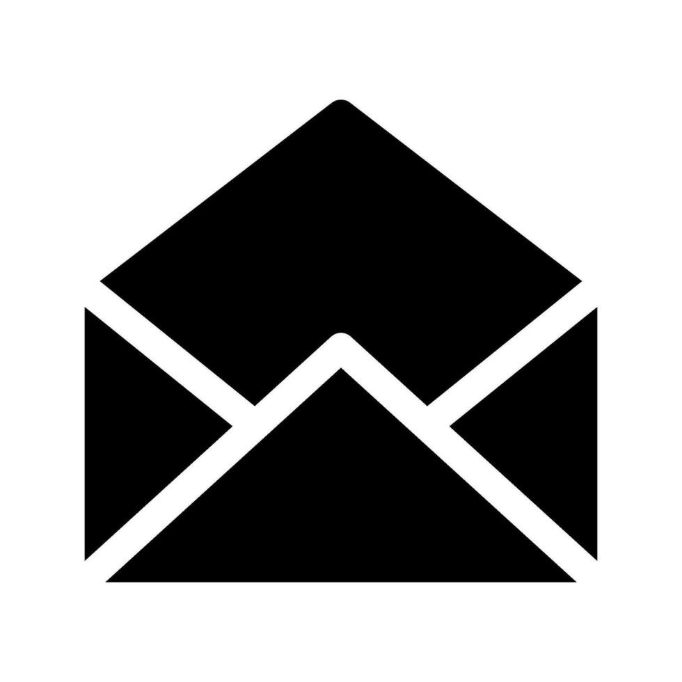 Black and white icon of an open envelope mail.