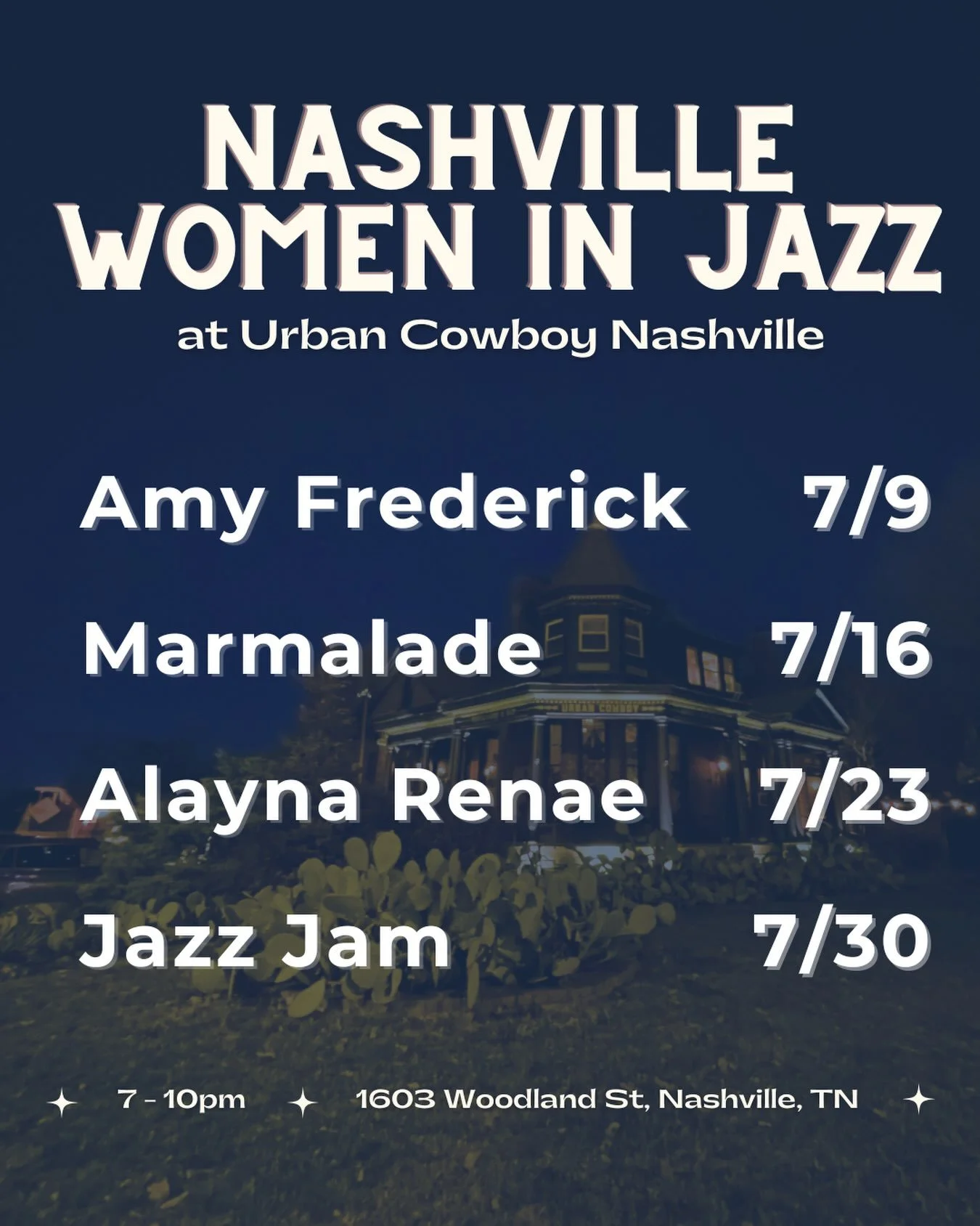 Thursday nights you can find us at @urbancowboy_nashville 
Each week features a different artist and vibe
Never a cover charge and always free parking

@amyfrederick3362 makes her NWIJ residency debut this week!
Make a plan and come enjoy some music 