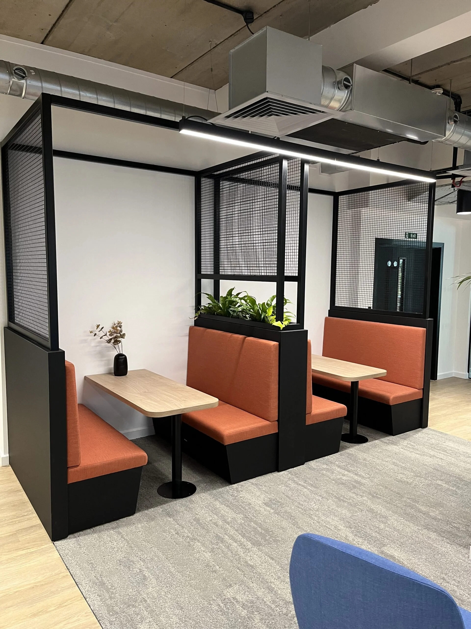 Powder-coated steel and mesh seating booth 2.jpg