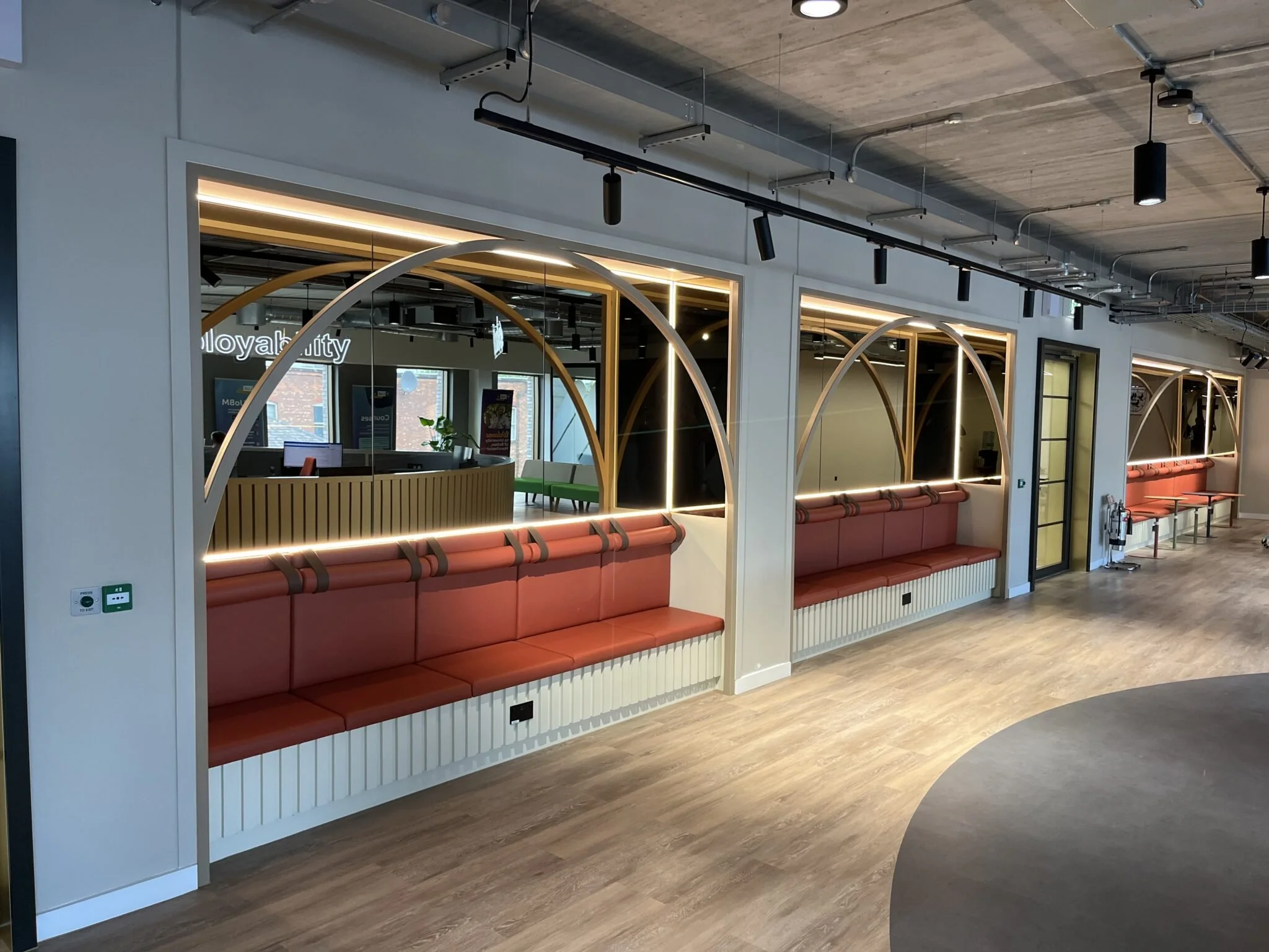 Powder-coated steel arch detail to seating booths USED 111.jpg