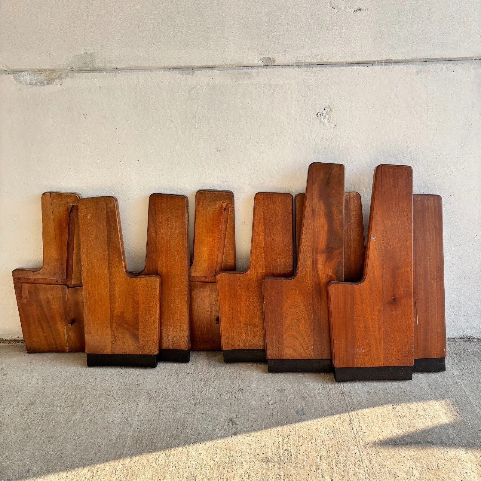 Reclaimed solid sapele church pew ends