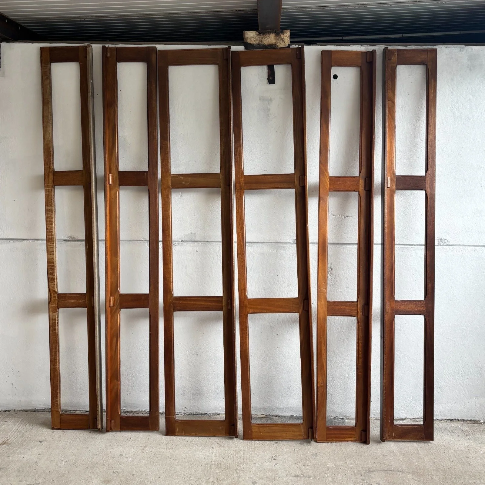 Reclaimed solid sapele church pew back frames