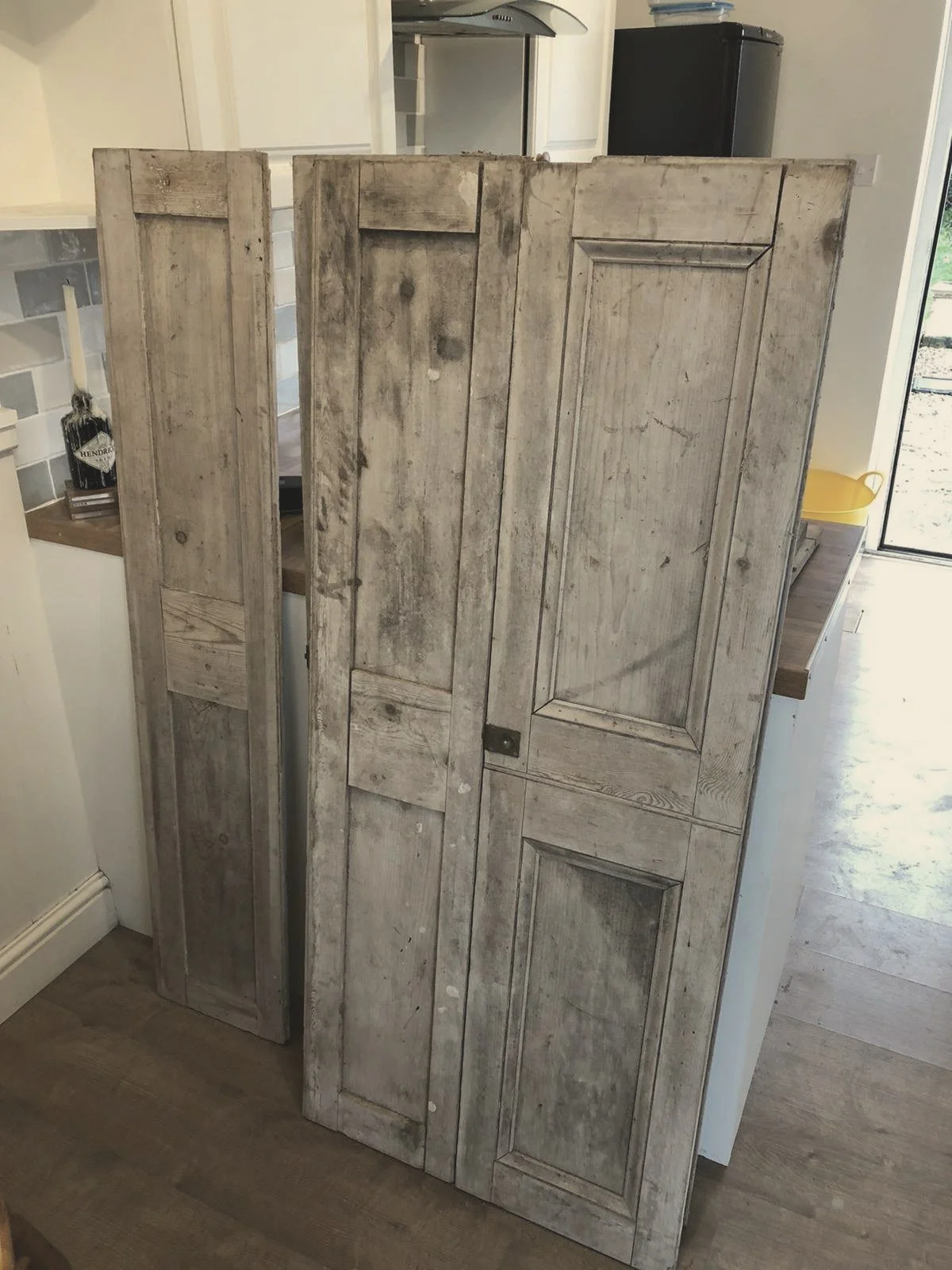 Reclaimed shutters as found, before restoration