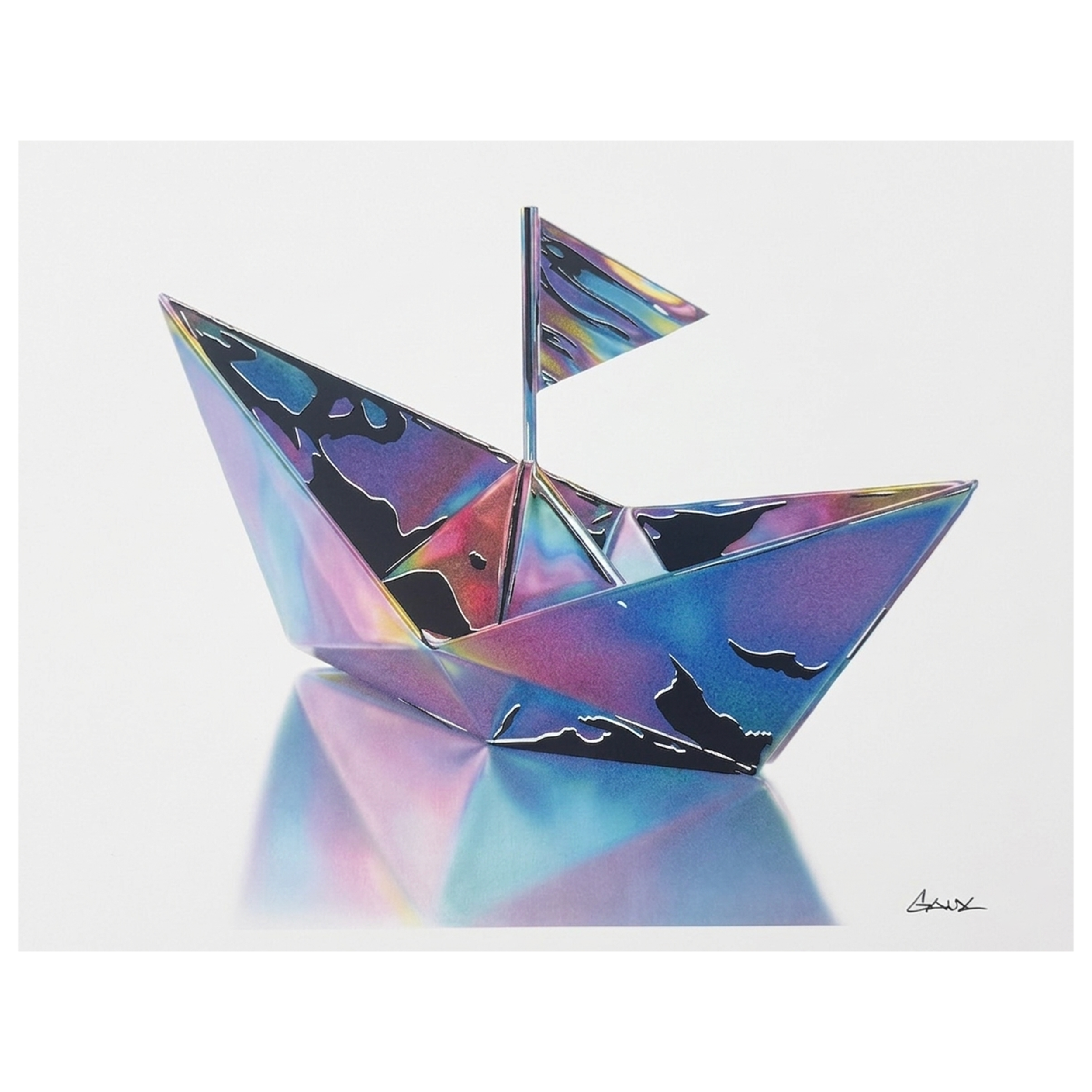 "ORIGAMI SAILBOAT" (Multi Media Print) 11" x 14"