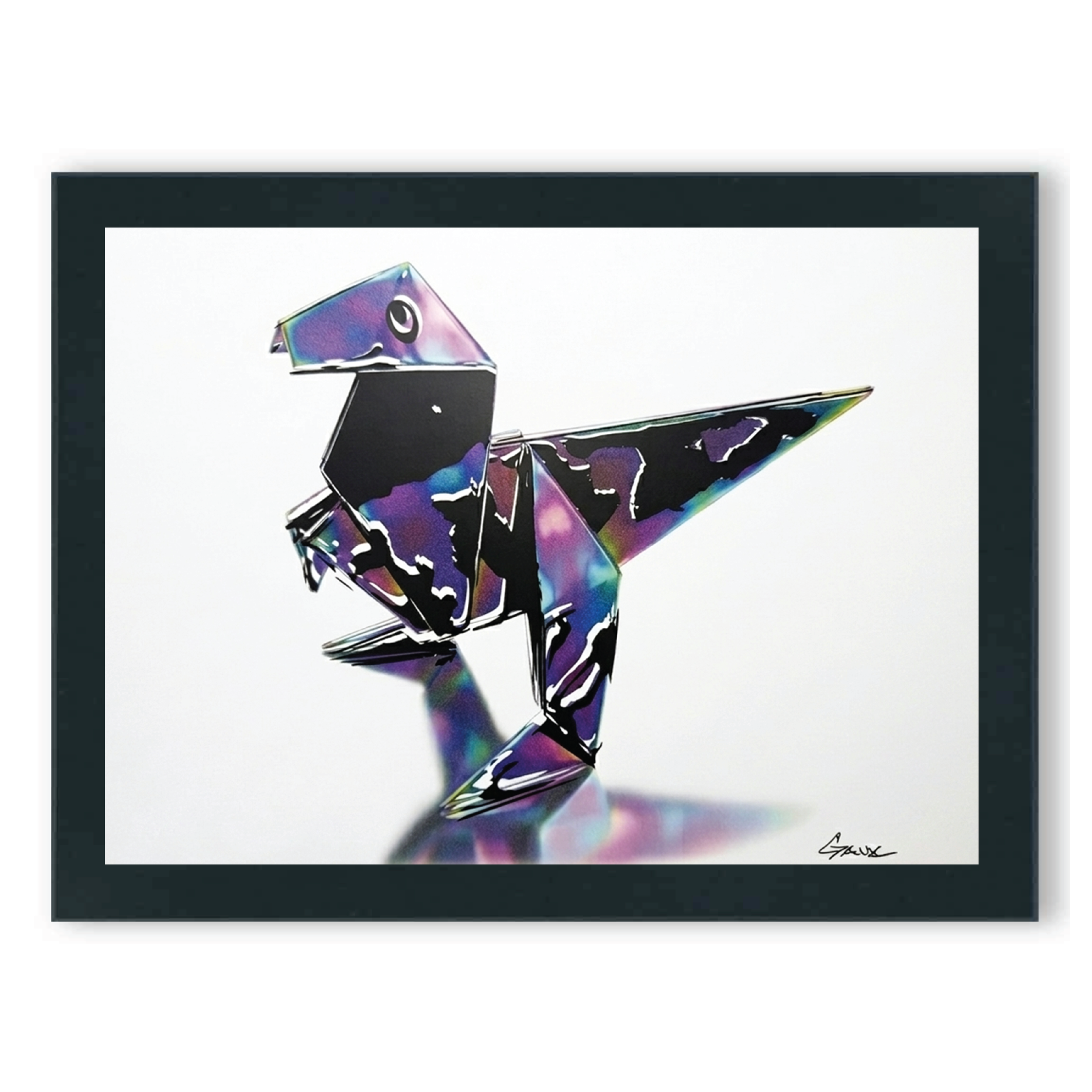 "ORIGAMI DINO" (Multi Media Print) 11" x 14"