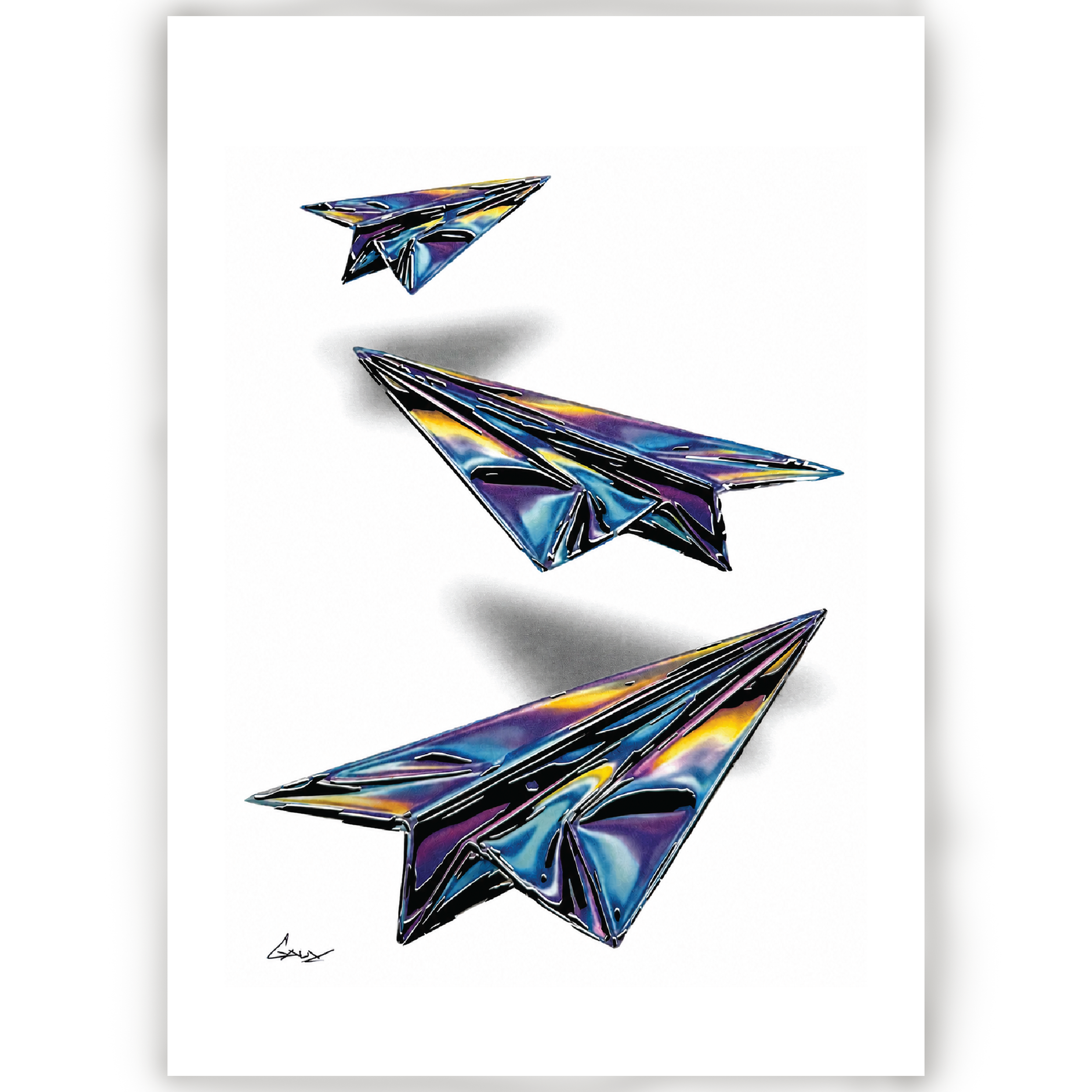 "ORIGAMI HANG TIME" (Multi Media Print) 11" x 14"