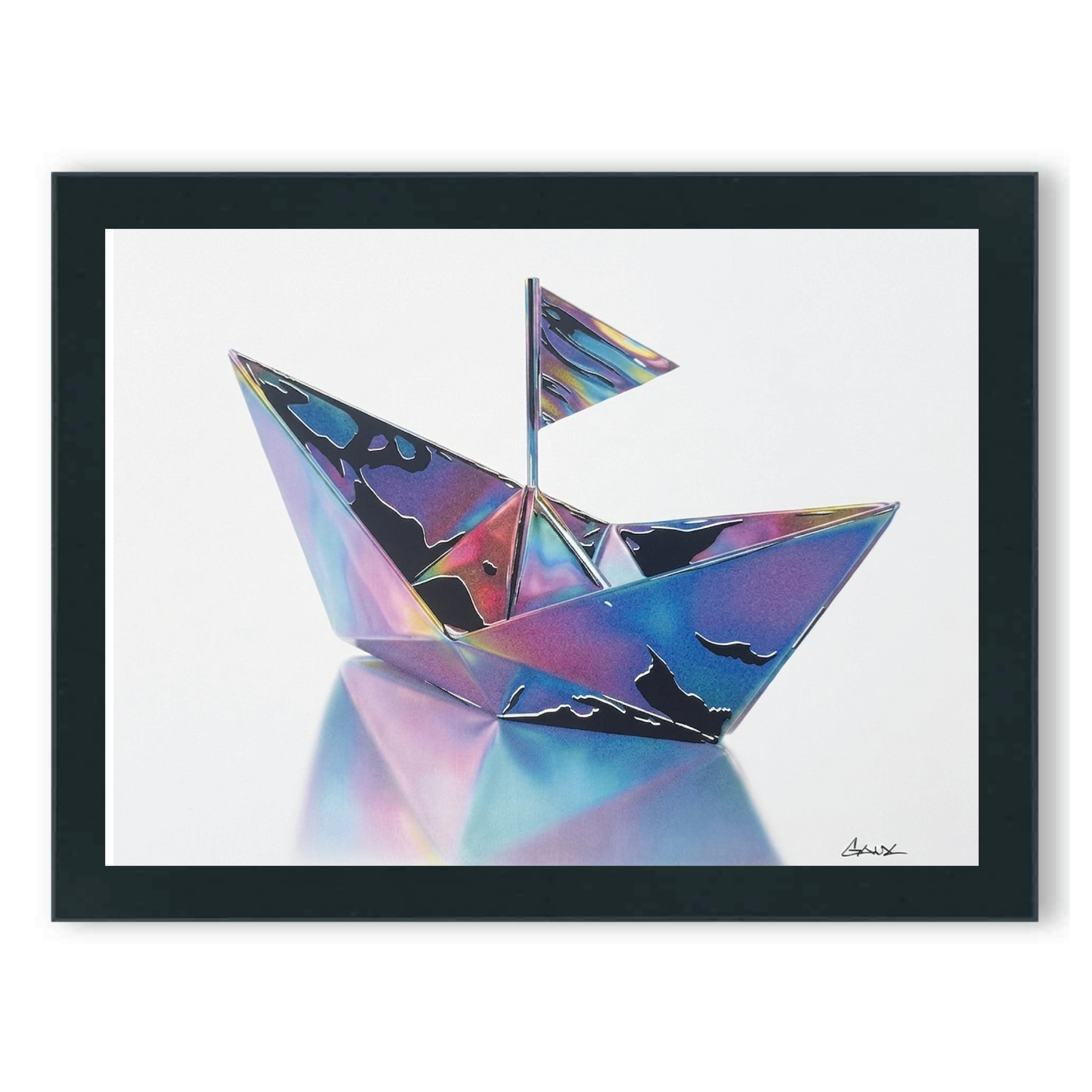"ORIGAMI SAILBOAT" (Multi Media Print) 11" x 14"