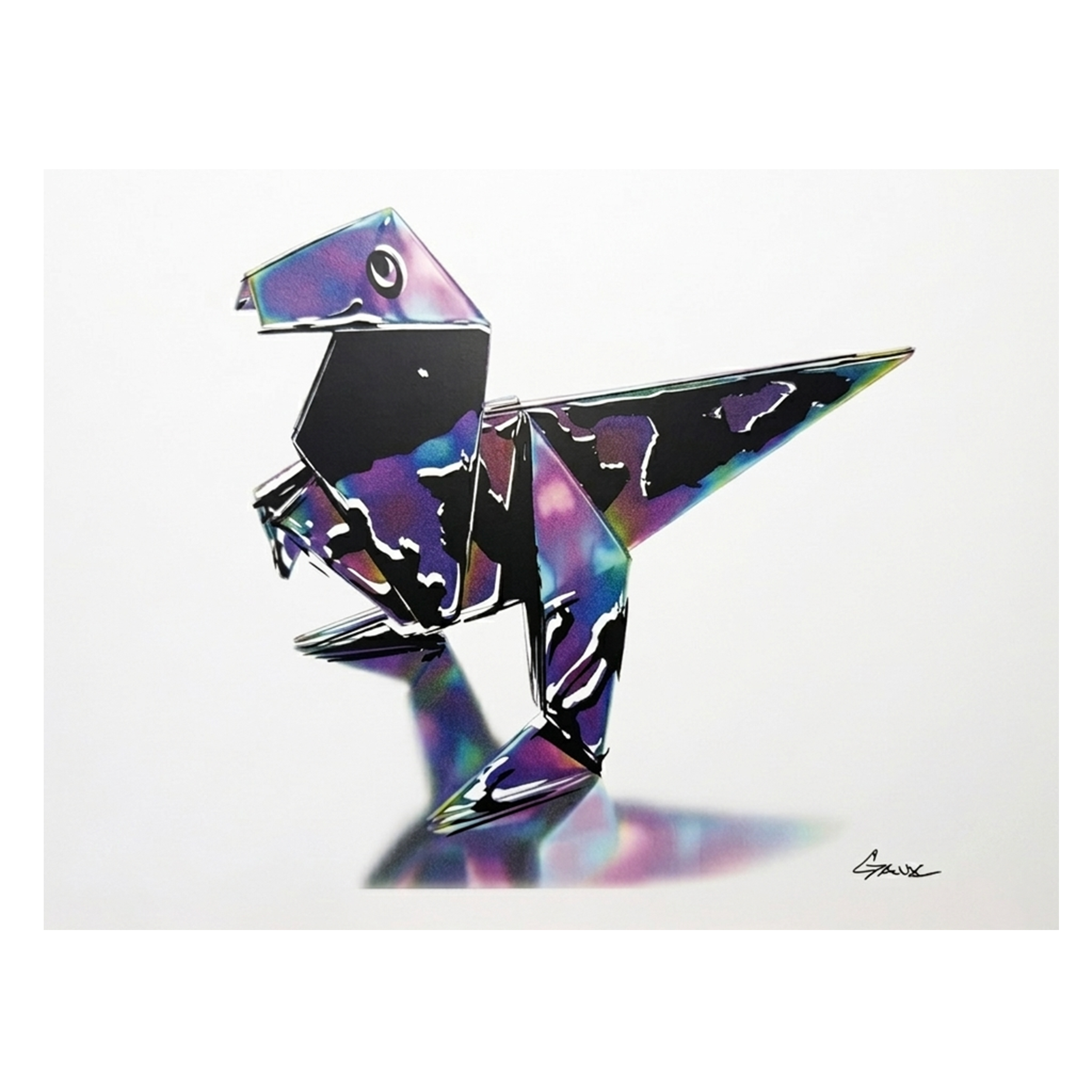 "ORIGAMI DINO" (Multi Media Print) 11" x 14"