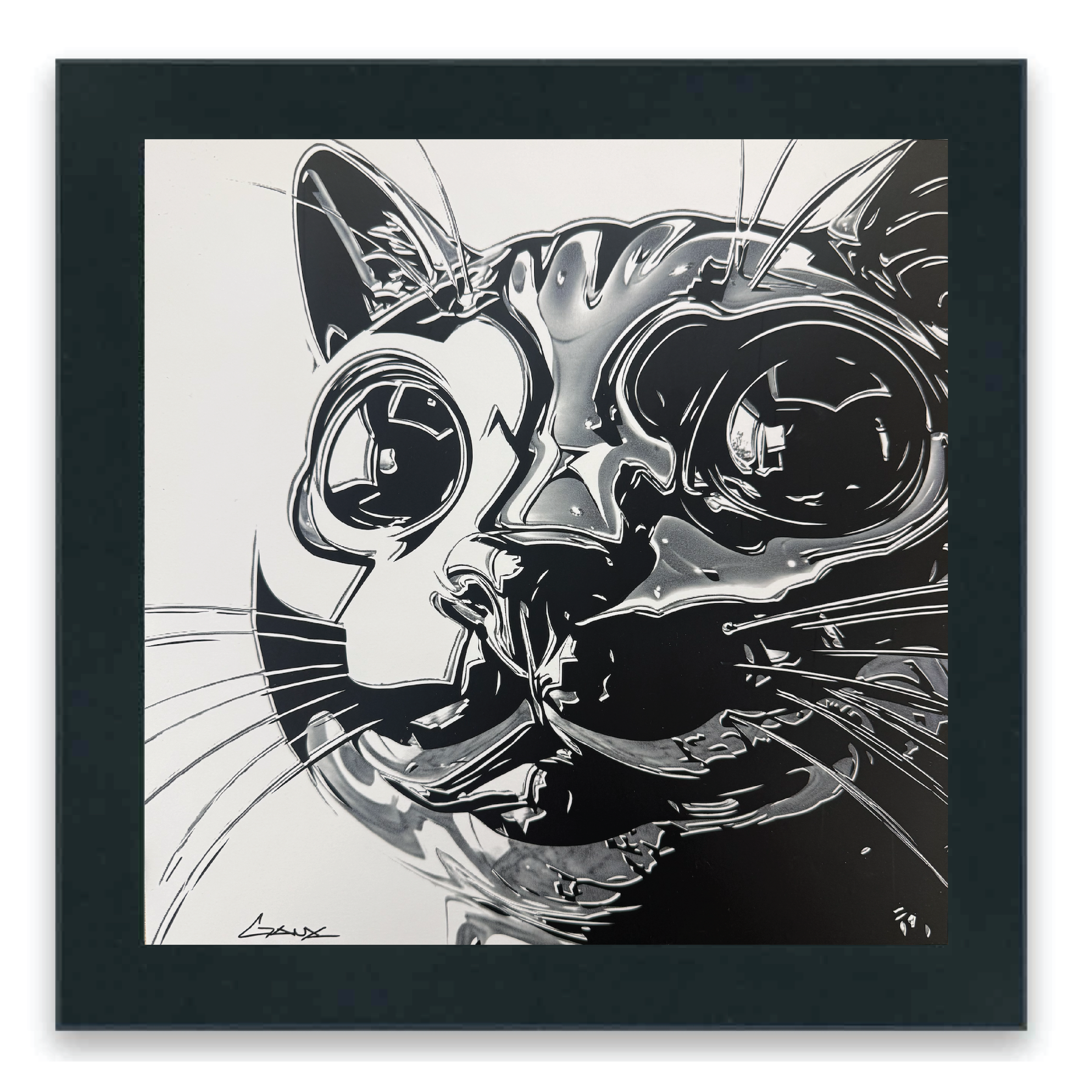 "KITTY KITTY" (Multi Media Print w/ Vinyl) 11" x 11"