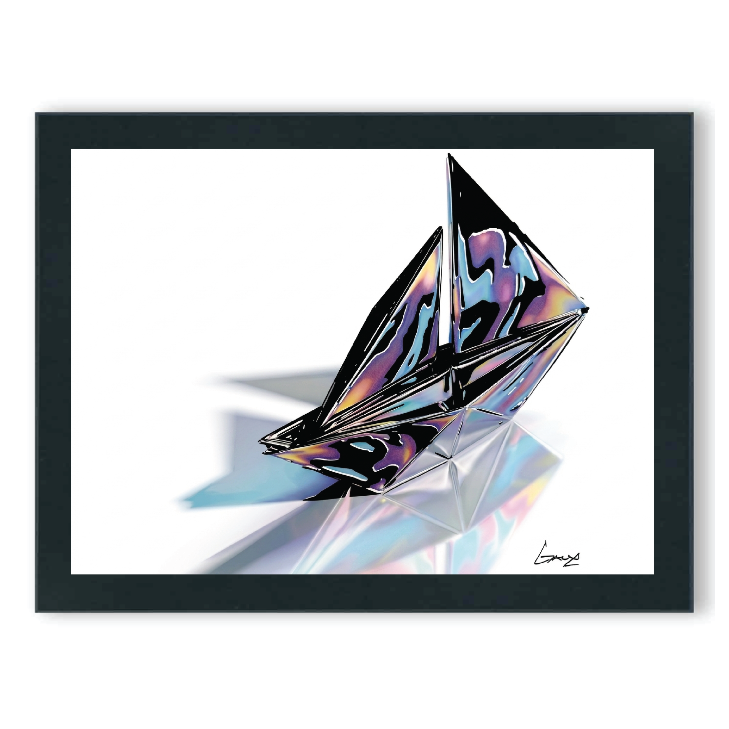 "ORIGAMI SAIL AWAY" (Multi Media Print) 11" x 14"