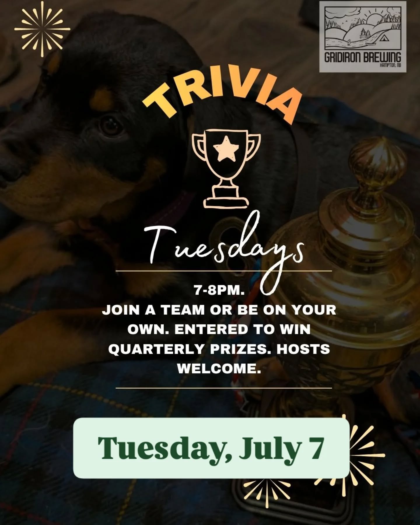 #Trivia Tuesday is tonight @gridironbrewing at 7PM. We will be excited to see you there! #brewery #beer #hampton
