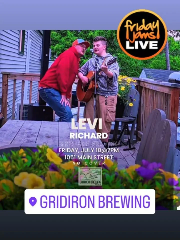 Excited to have @levirichardmusic playing tonight, July 10th! Show starts at 7PM and no cover.

@sakura.hibachi is on site tonight and we are so thankful for them to be here to keep our Friday night food truck and music night a tradition! These folks