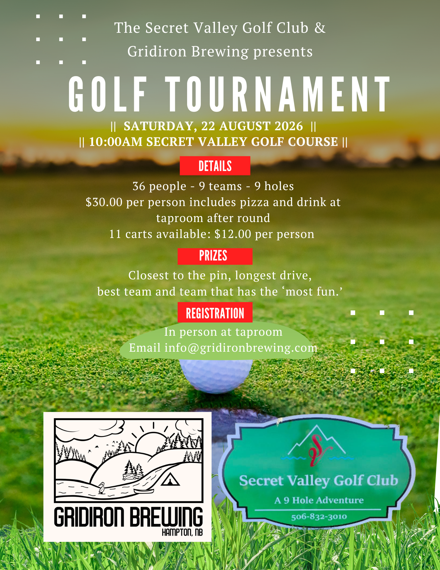 Golf Tournament: Secret Valley and Gridiron Brewing