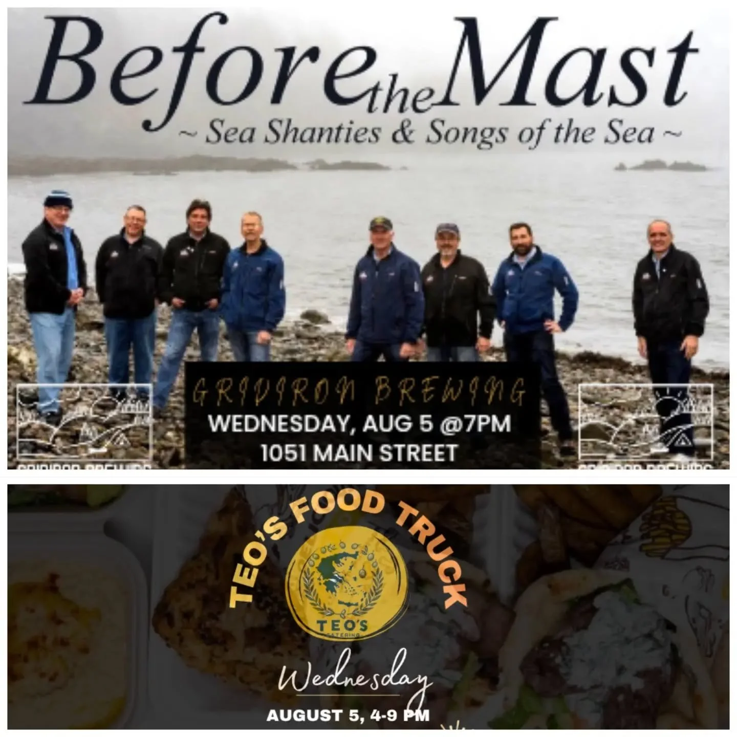 Sing along to sea shanties with local group Before The Mast. We are also excited to have @teosfood_truck on site on Wednesday from 4-8PM. #foodtrucks #livemusic #Hampton #brewery
