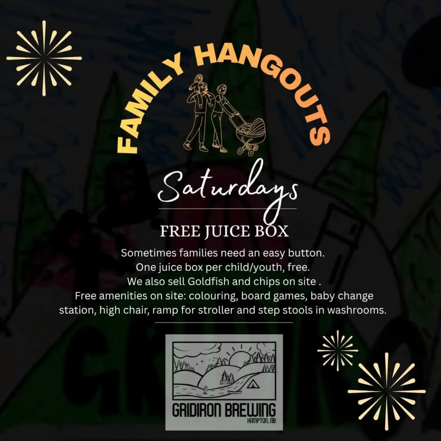 Free juice box 🧃, one per child or youth, on Saturdays. Families all deserve a day to just chill and enjoy a drink of their choice.

📍1051 Main Street, Hampton 
🅿️ On site or steps away on Albert Street or St. James Street.
🚼 Board games, colouri