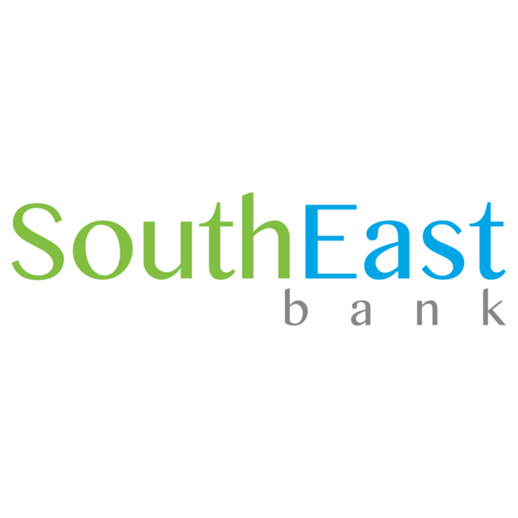 Logo for SouthEast Bank with the words 'South' in green, 'East' in blue, and 'bank' in gray.