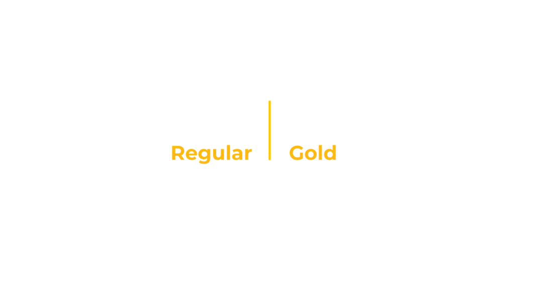 Comparison of two Mastercard logos, one labeled 'Regular' and the other 'Gold'.
