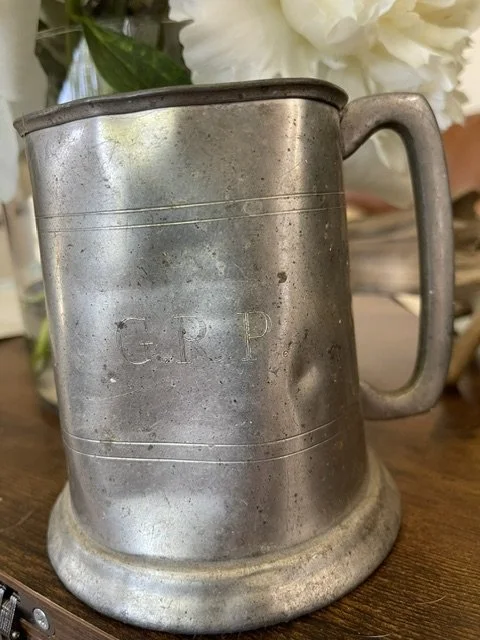 A silver beer stein