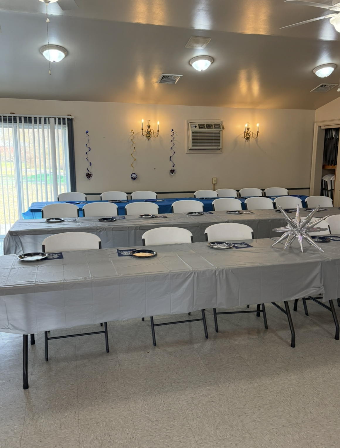 Columbia County Sons and Daughters of Italy hall decorations for rentals tables and chairs for 75 people