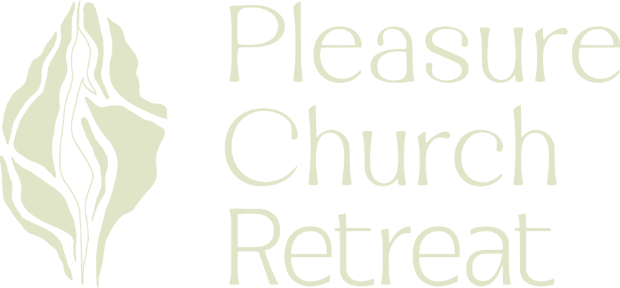 Logo for Pleasure Church Retreat featuring a stylized leaf design and text.