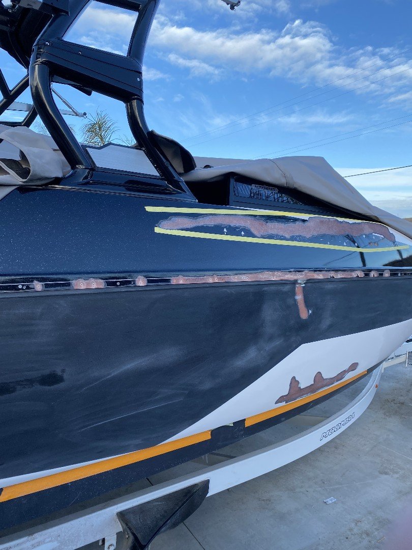 wakeboard-boat-gelcoat-color-match-prep-stockton-sergios-boat-spa, the best boat repair in Stockton, CA