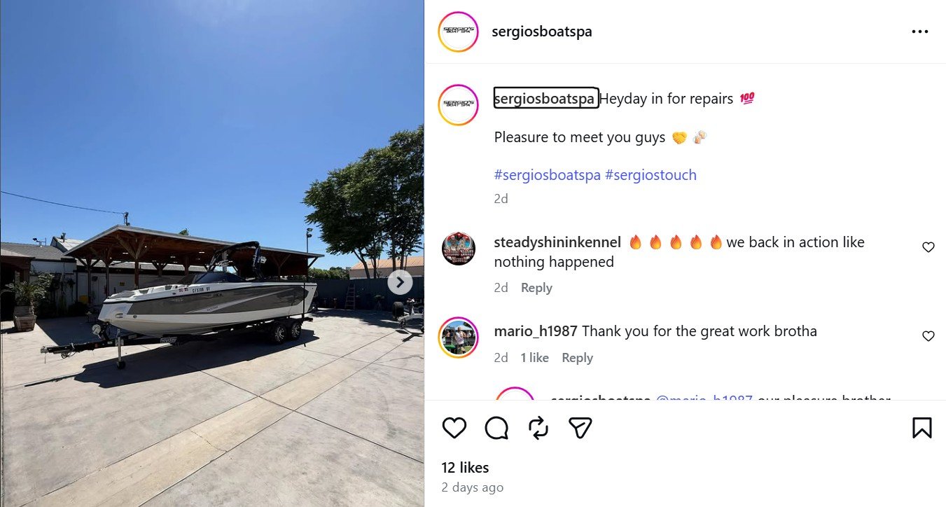 instagram reviews of sergio's boat spa