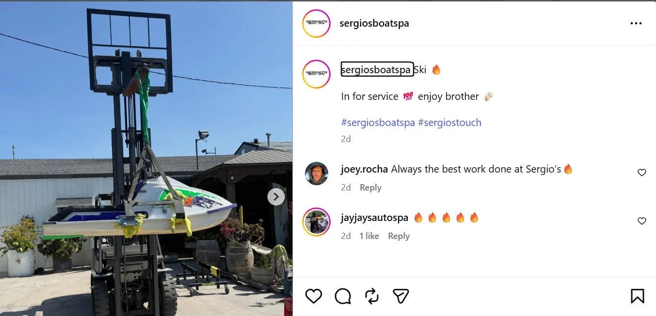instagram reviews of sergio's boat spa