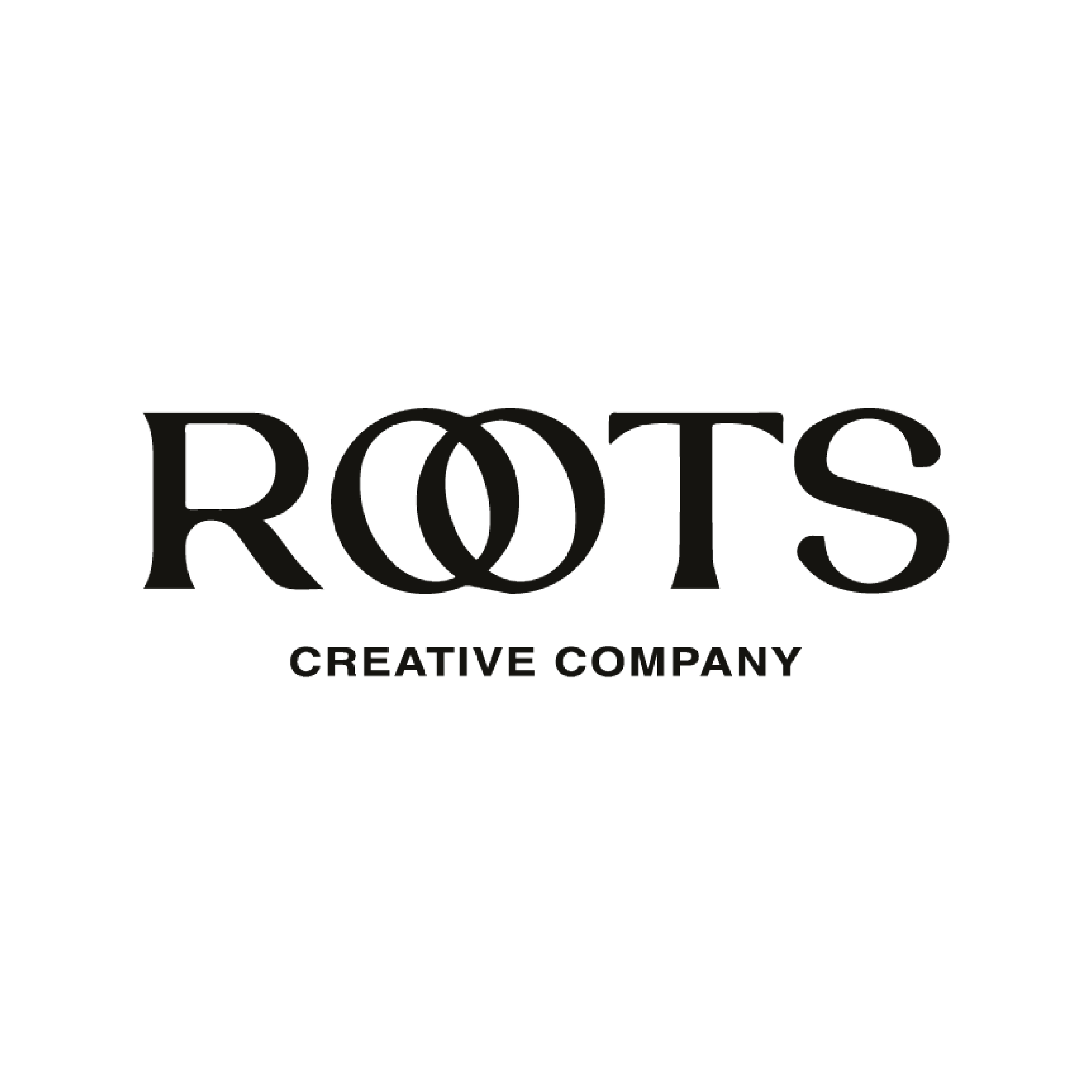 Black background with large white text that reads 'ROOTS' and below it, smaller white text that says 'CREATIVE COMPANY'.
