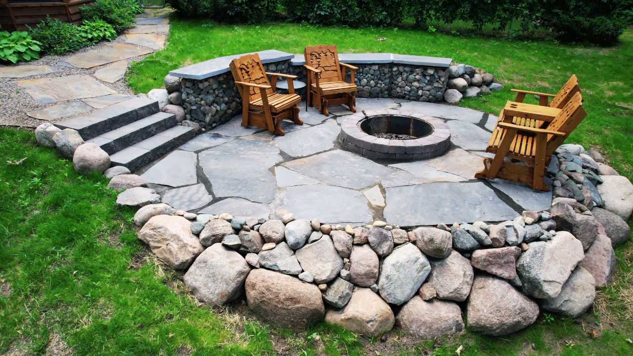 Gabion Wall Flagstone FIRE PIT