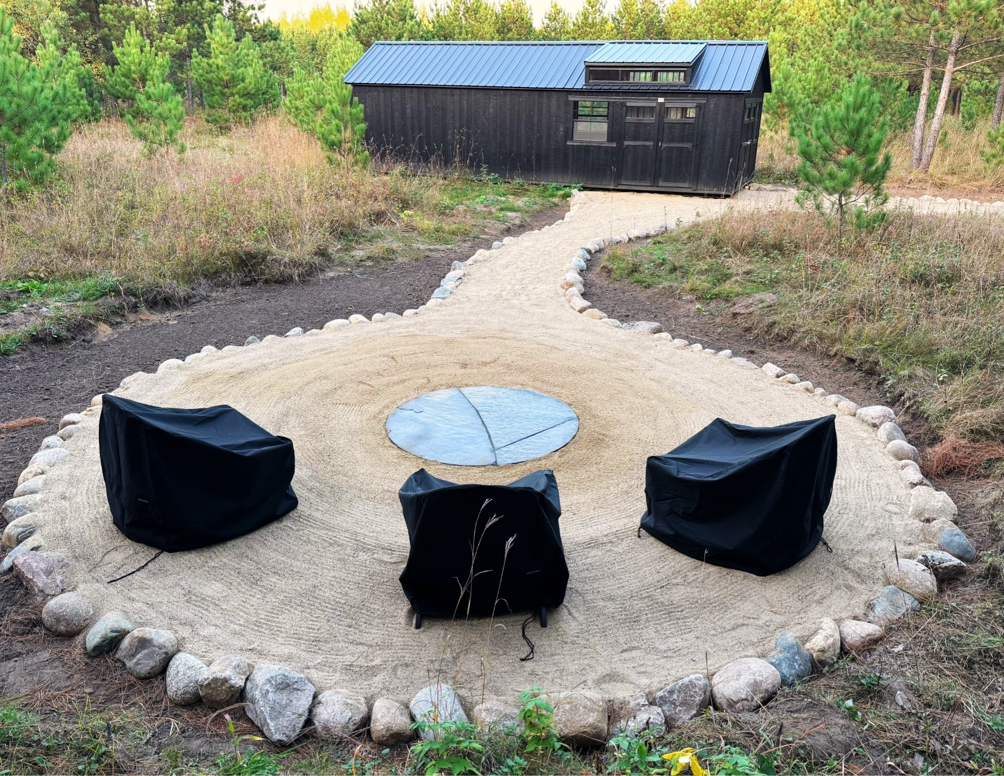 Remote Cabin | Firepit Pathway | Trails
