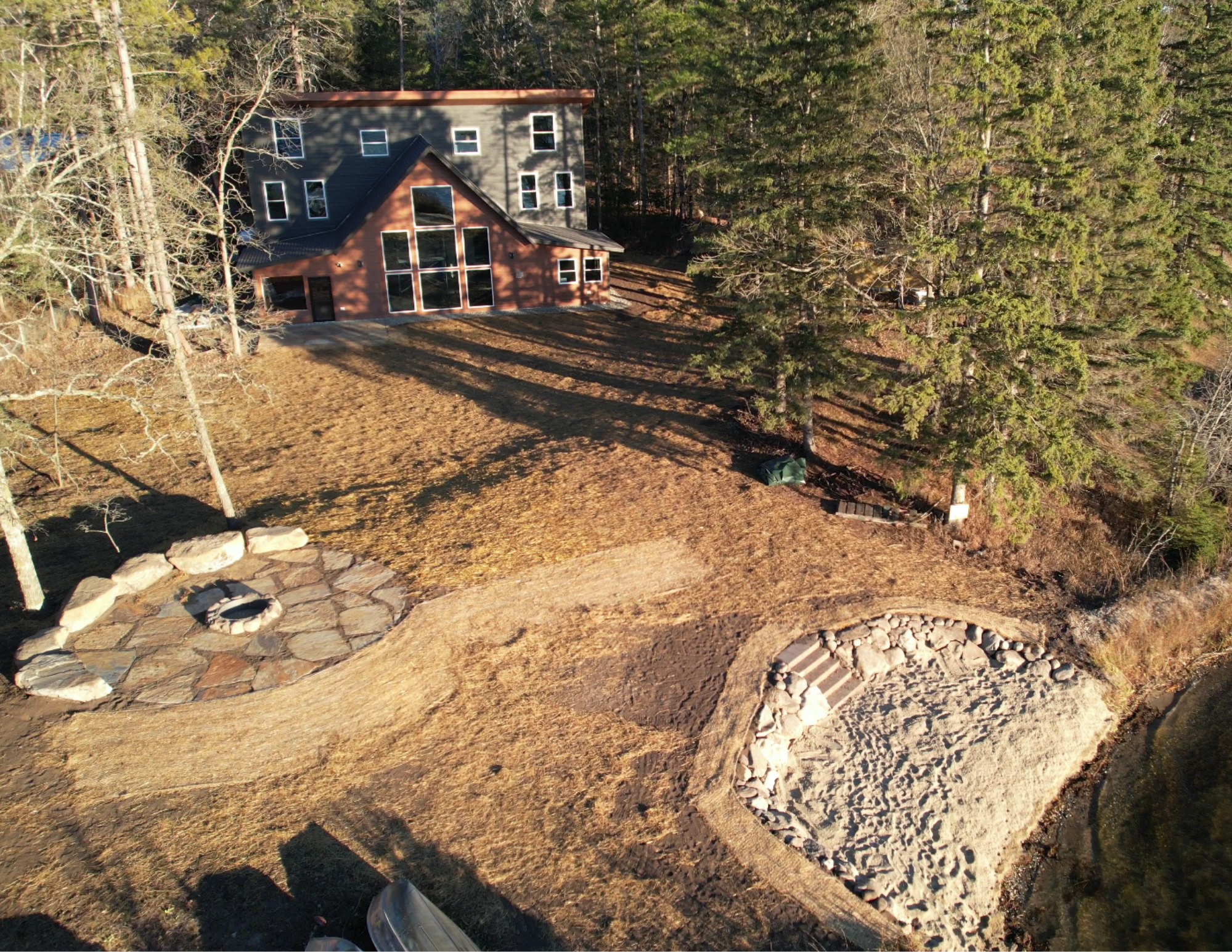 Beach | Lawn | Flagstone | Firepit | Edging