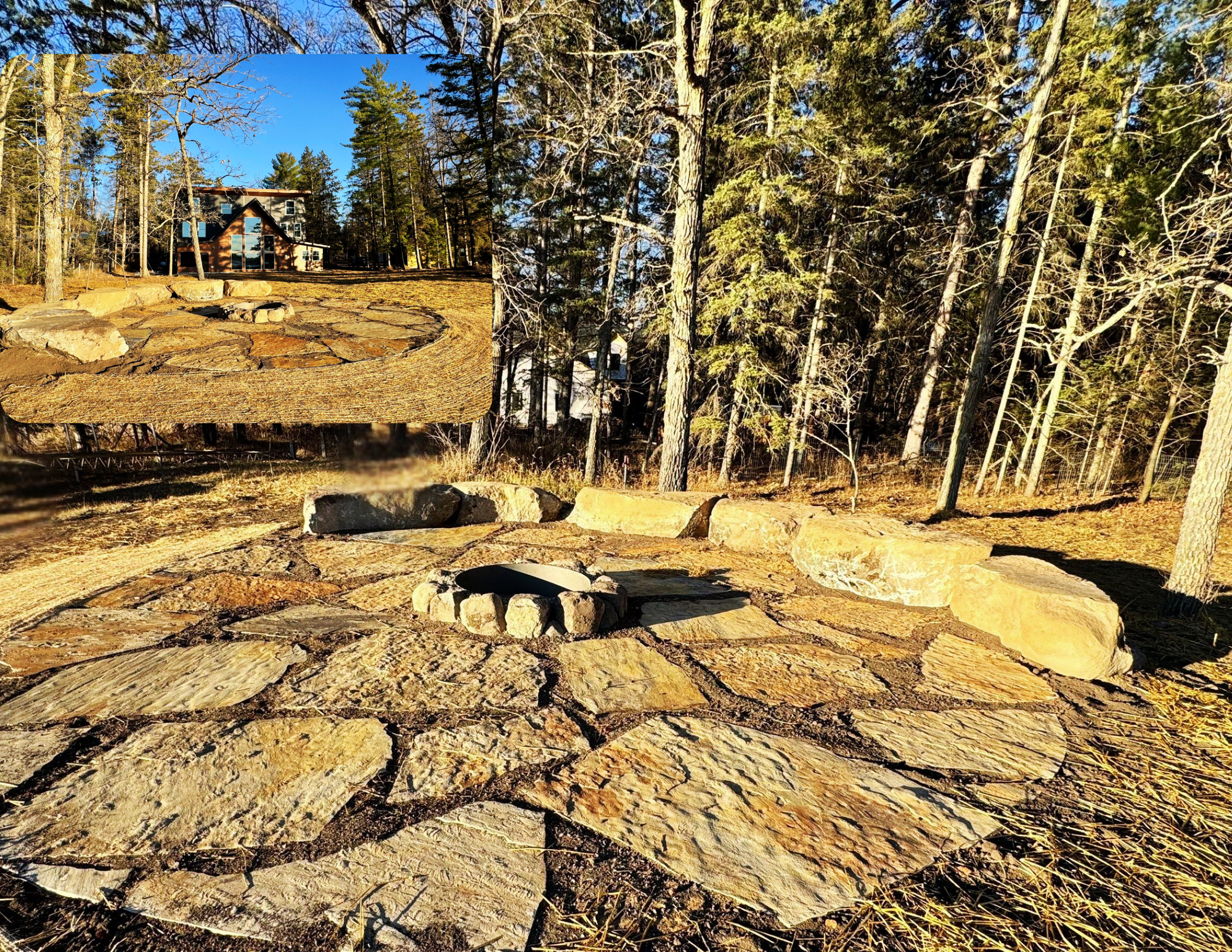 Sitting Rocks | Flagstone | Firepit | Brookside