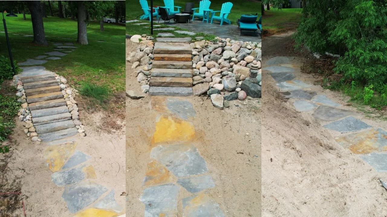 blue flagstone steppers, natural stone step units, touch of eden landscaping, 
