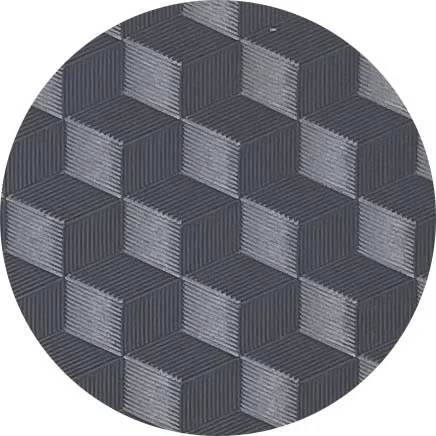 Close-up of acoustic foam with a 3D cube pattern in gray and black tones.