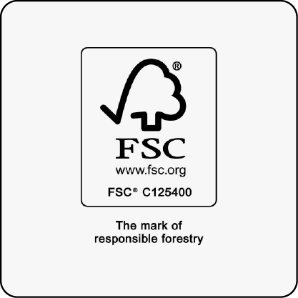 FSC logo with certification number C125400, stating 'The mark of responsible forestry.'