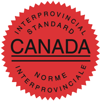 Seal with 'Canada' and bilingual text indicating Interprovincial, Standard, Norme, and Interprovinciale