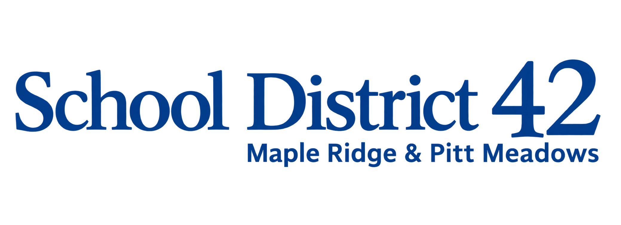 School District 42 logo with text in shades of blue for Maple Ridge and Pitt Meadows.