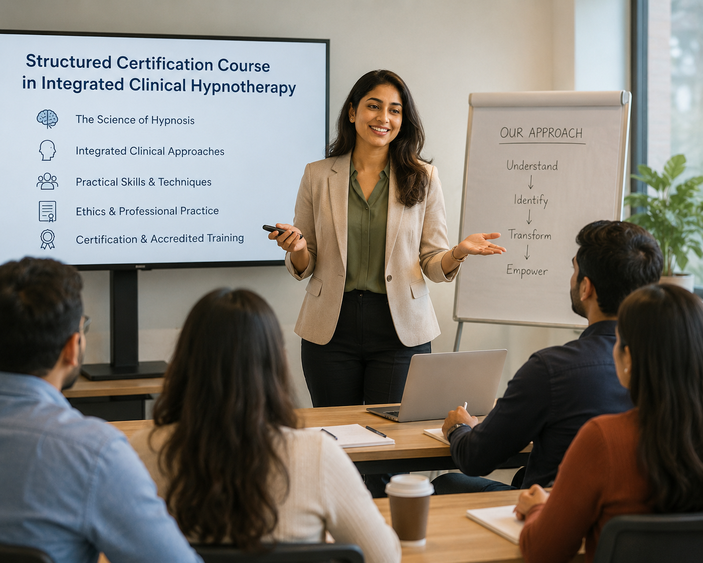 Professional hypnotherapy training session focused on healing techniques and clinical practice