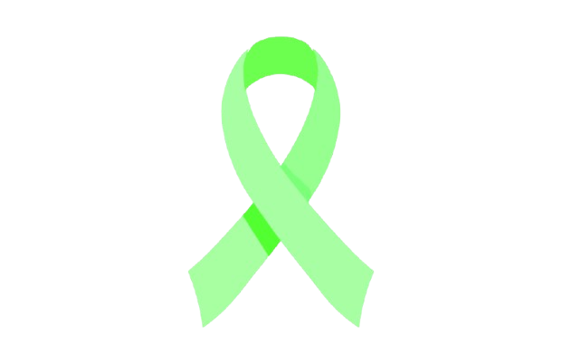 Light green awareness ribbon on a white background