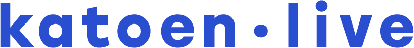 Logo van katoen.live met blauwe tekst.