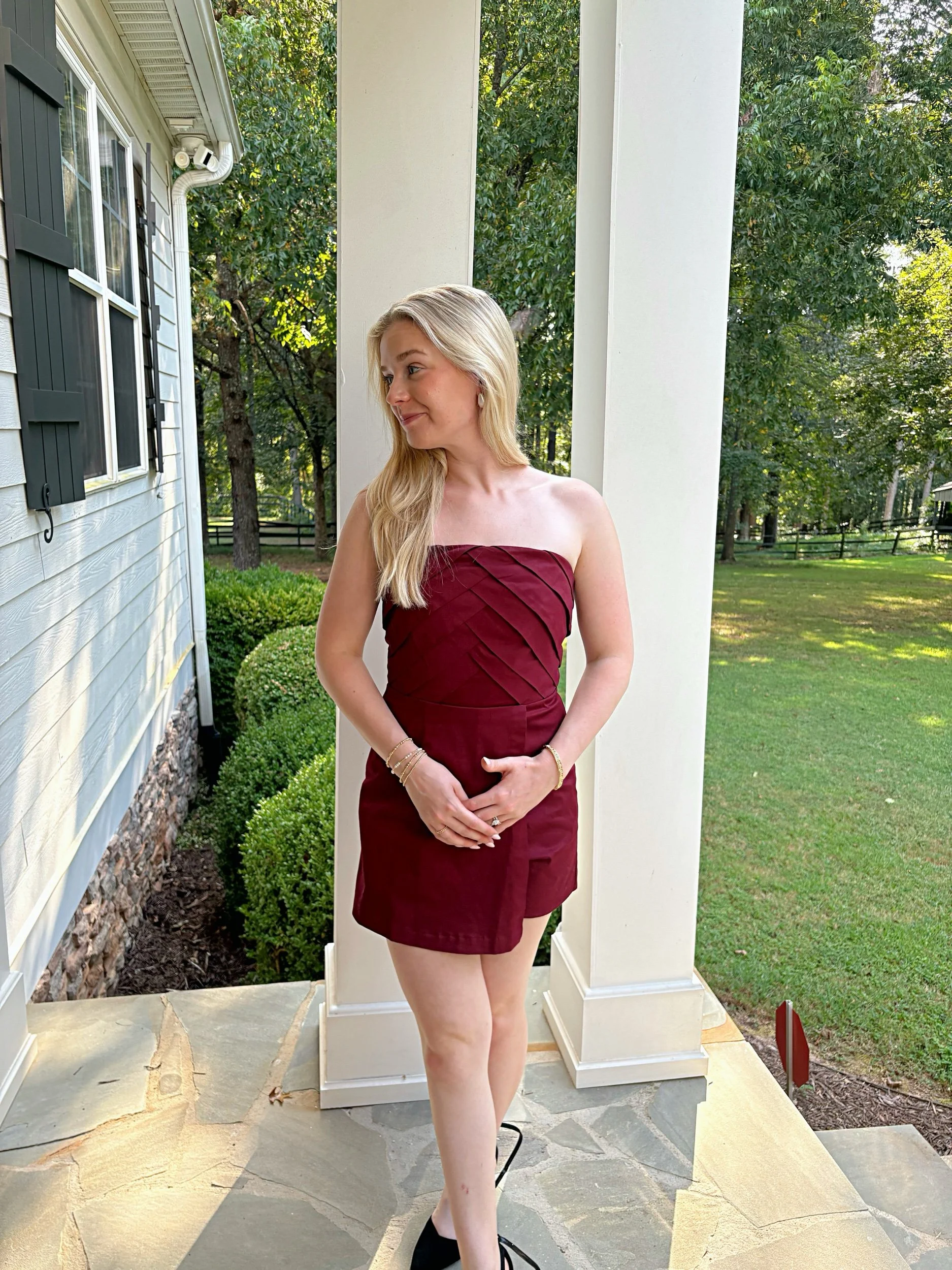 Burgundy Pleated Romper