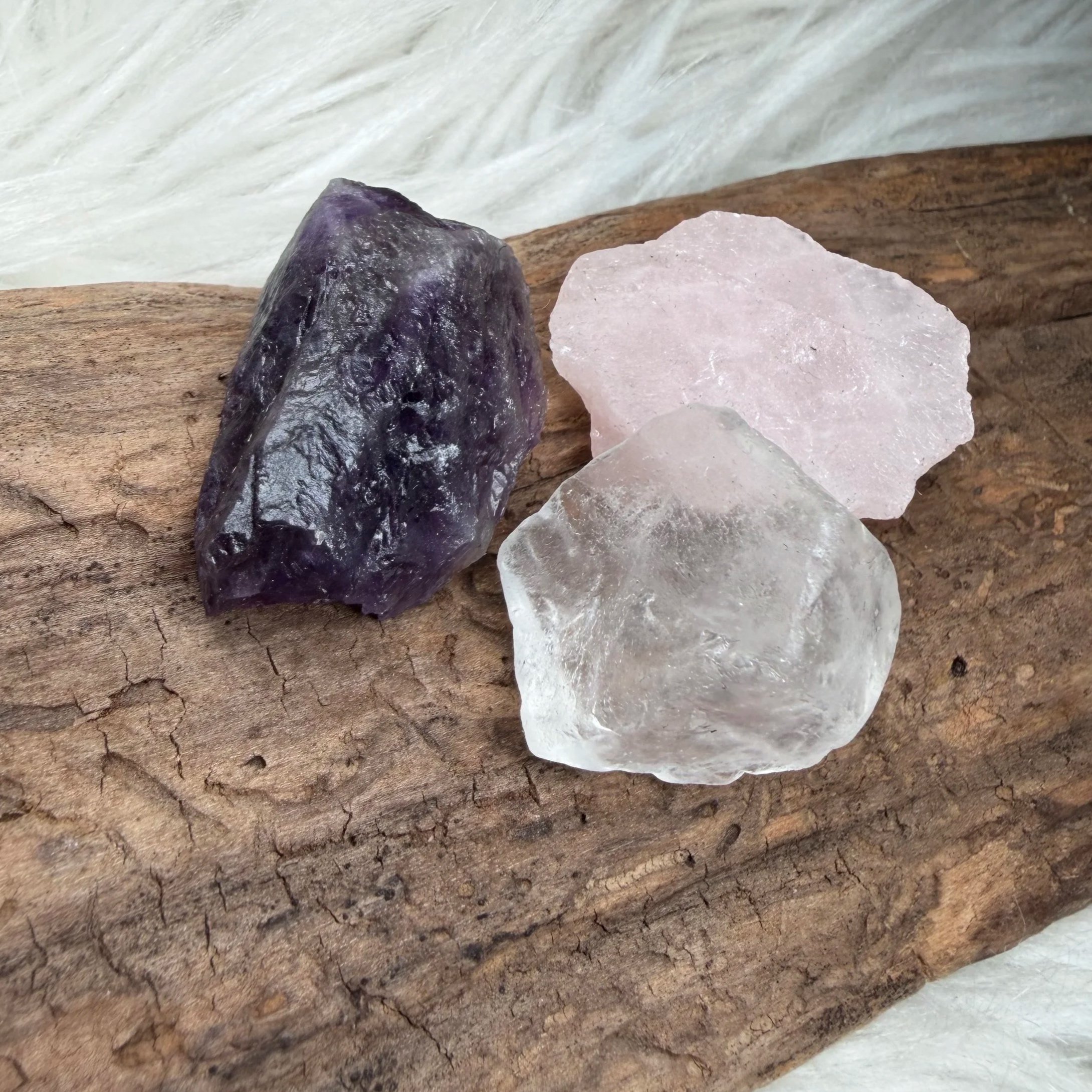Wassersteine – Bergkristall, Rosenquarz & Amethyst