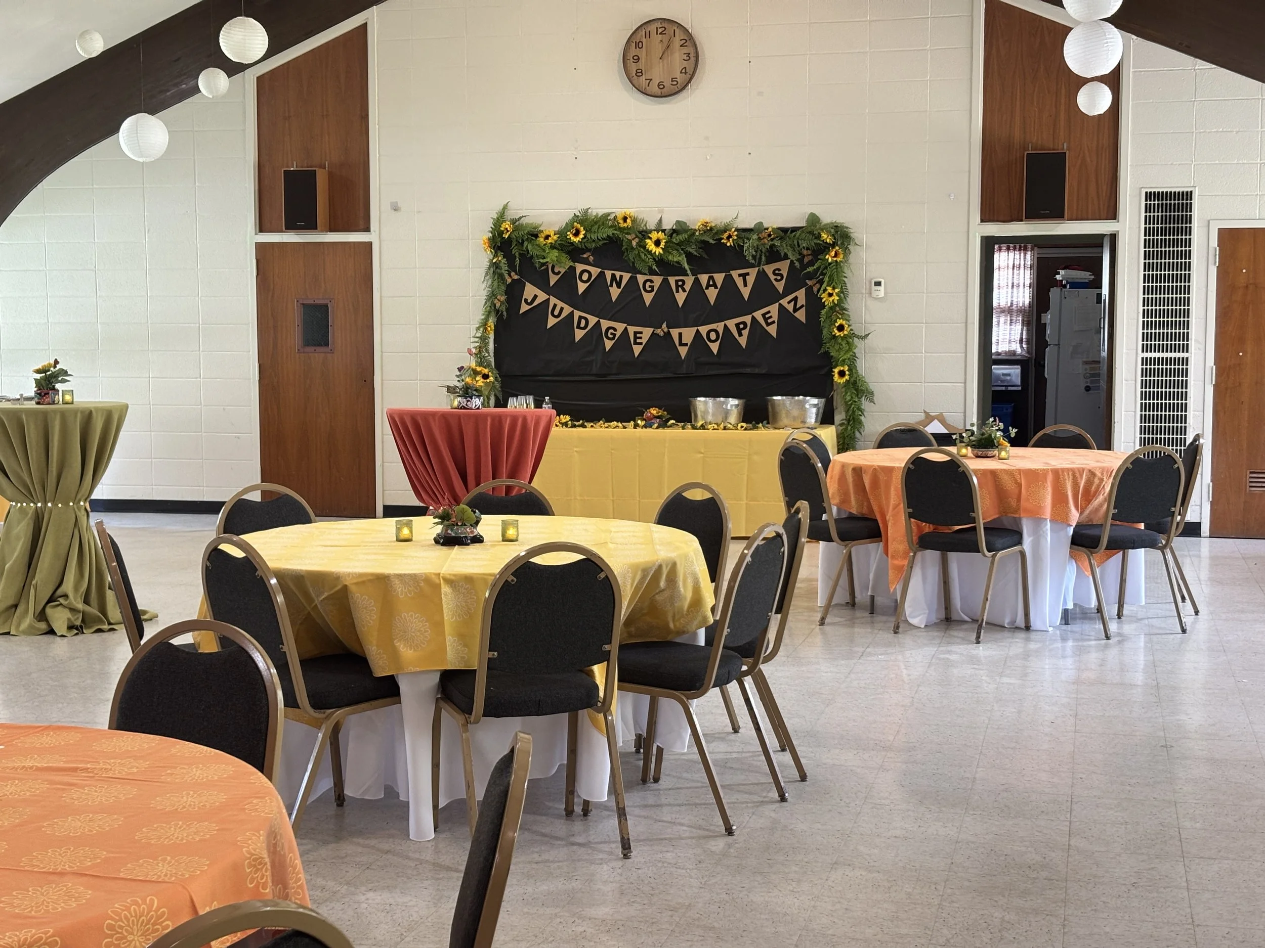 Setting up for a special event in the hall