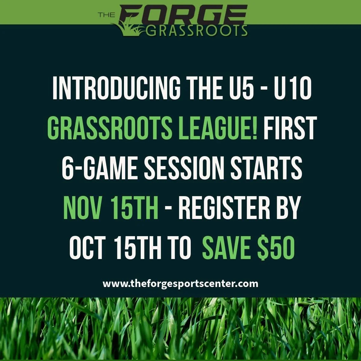 Introducing the Grassroots Futsal League at The Forge!

Get ready for 6 action-packed weekend games starting November 15th! This is Session 1 of our 6-session series, so lock in your team early to take advantage of our discounted rate before prices g