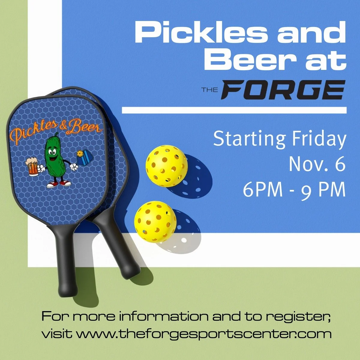 We are thrilled to welcome Pickles &amp; Beer as our new featured client at The Forge Sports Center! Starting Friday, November 6th, Pickles and Beer will provide the ultimate combo of competitive fun, great drinks, and unbeatable vibes from 6:00 PM t